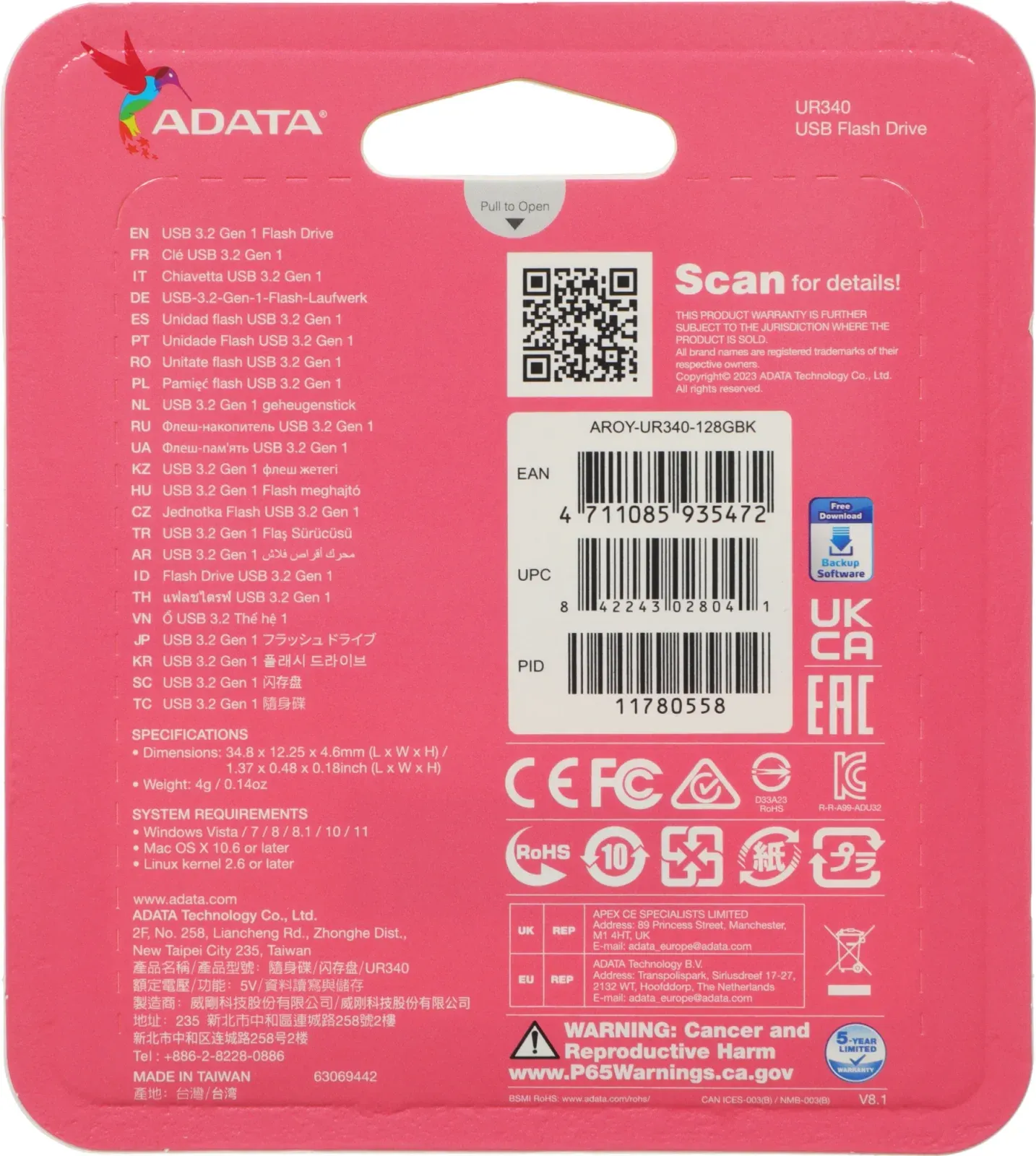 Флеш Диск A-Data 128Gb UR340 AROY-UR340-128GBK USB3.2 черный, 128 ГБ - фото 6
