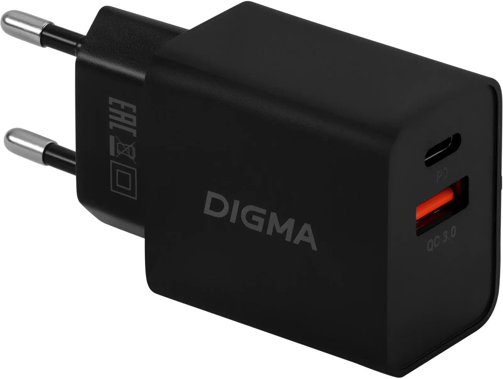 Сетевое зар./устр. Digma DGW2D 20W 3A+1A PD+QC USB-C/USB-A универсальное черный DGW2D0F110BK - фото 4