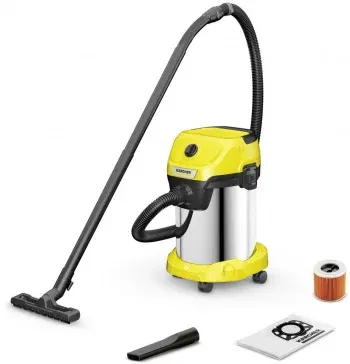 Строительный пылесос Karcher WD 3 S V-19/4/20 YSY 1000Вт уборка: сухая/влажная/выдув/сбор воды желтый - фото 7
