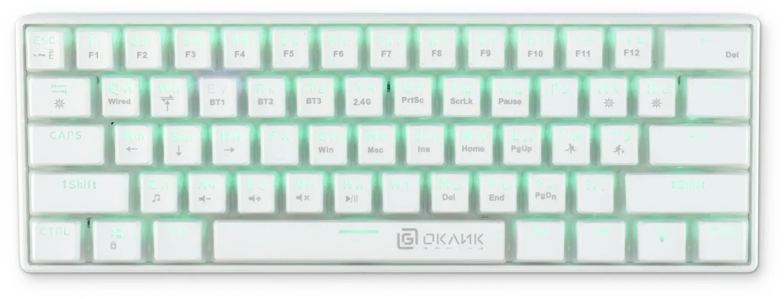 Клавиатура Оклик K763W механическая белый USB беспроводная BT/Radio Multimedia for gamer LED 1920562 кабель 1.5м - фото 4