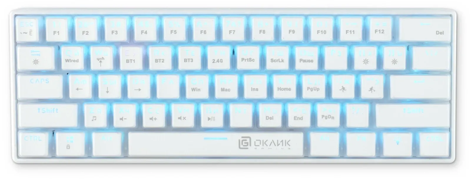Клавиатура Оклик K763W механическая белый USB беспроводная BT/Radio Multimedia for gamer LED 1920562 кабель 1.5м - фото 5