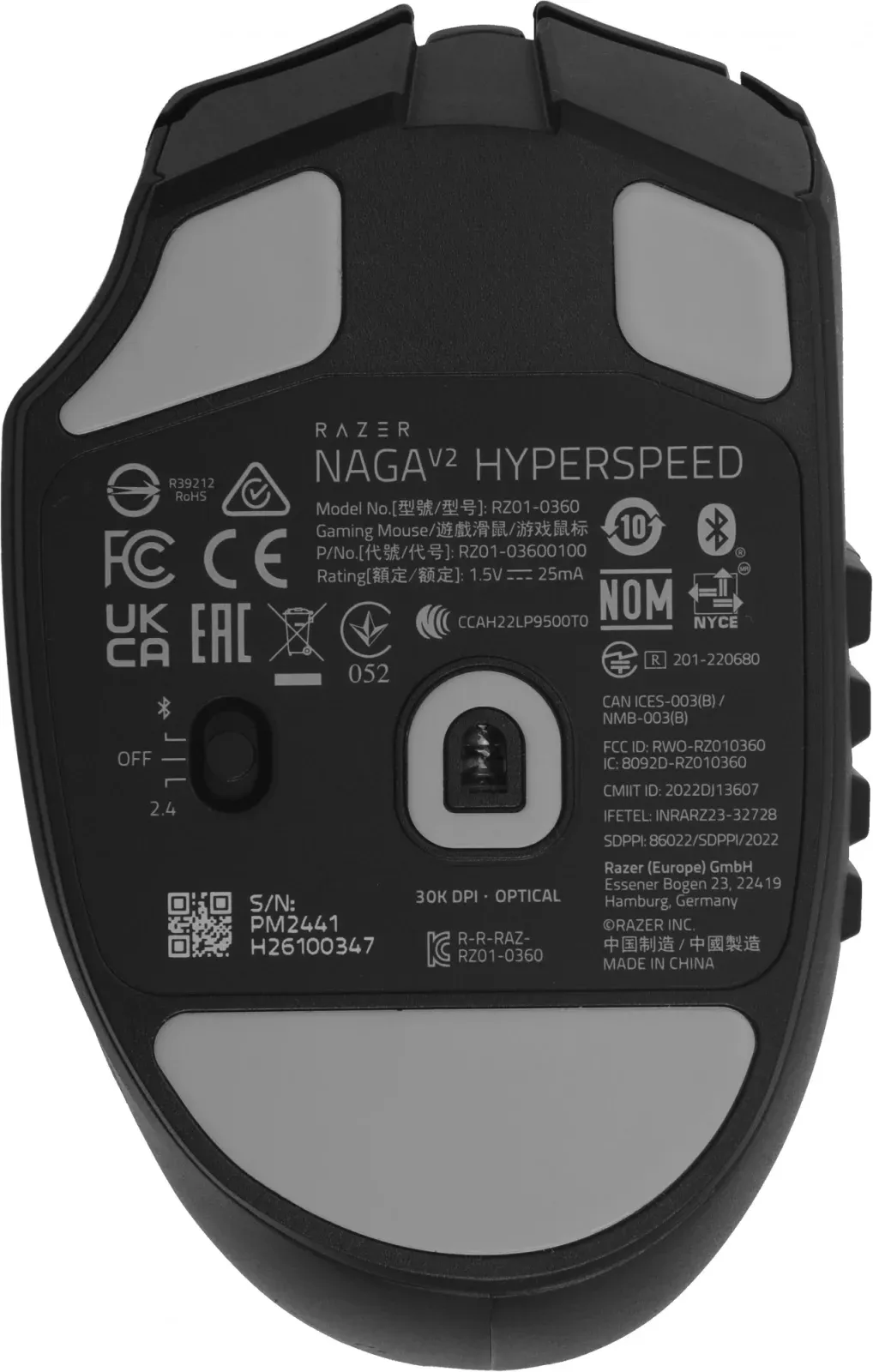 Мышь Razer Naga V2 HyperSpeed черный оптическая 30000dpi беспров. BT/Radio для ноутбука 17but RZ01-03600100-R3G1 - фото 7