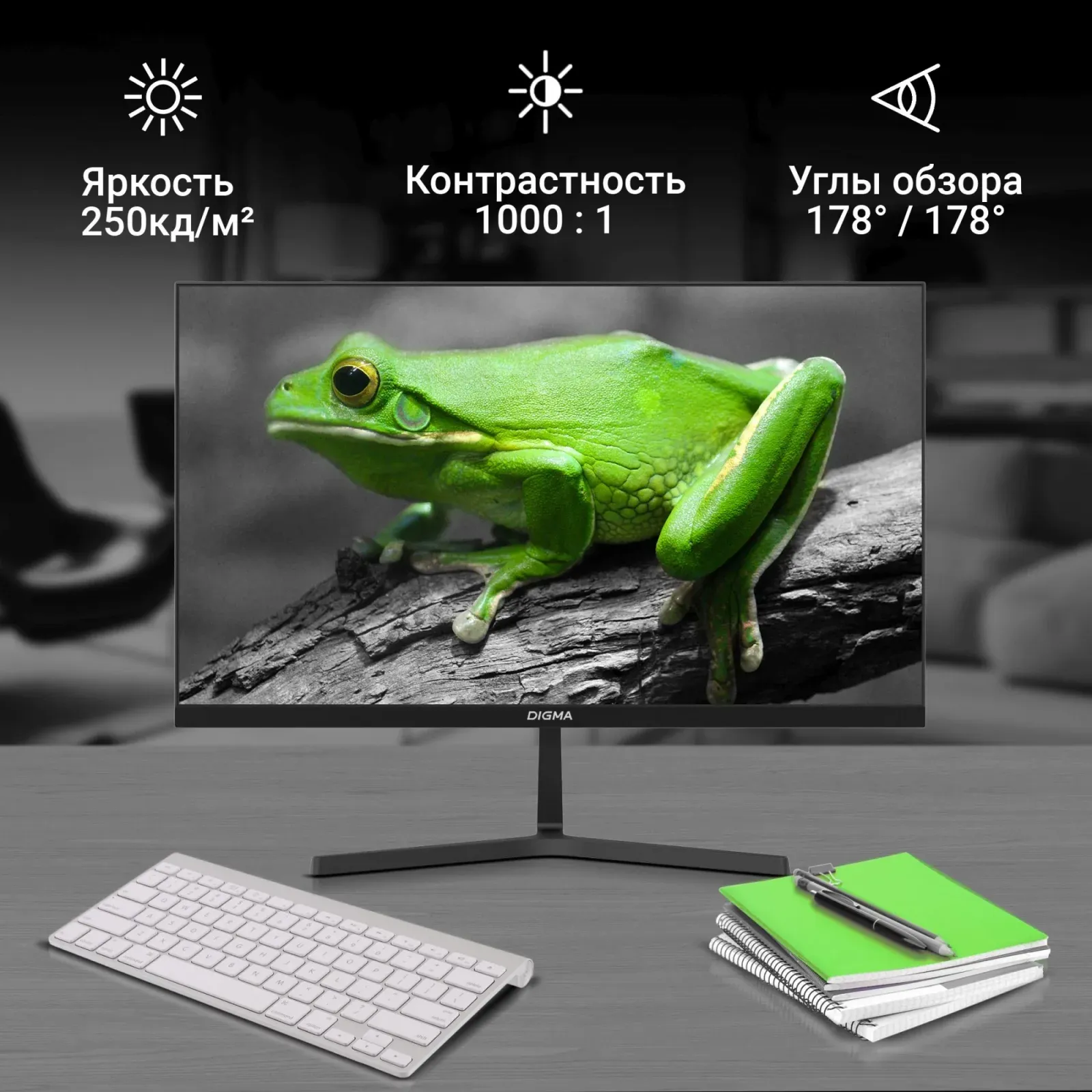 Монитор Digma 23.8 Progress 24P404F черный IPS LED 5ms 16:9 HDMI M/M матовая 250cd 178гр/178гр 1920x1080 100Hz VGA FHD 3.0кг - фото 4