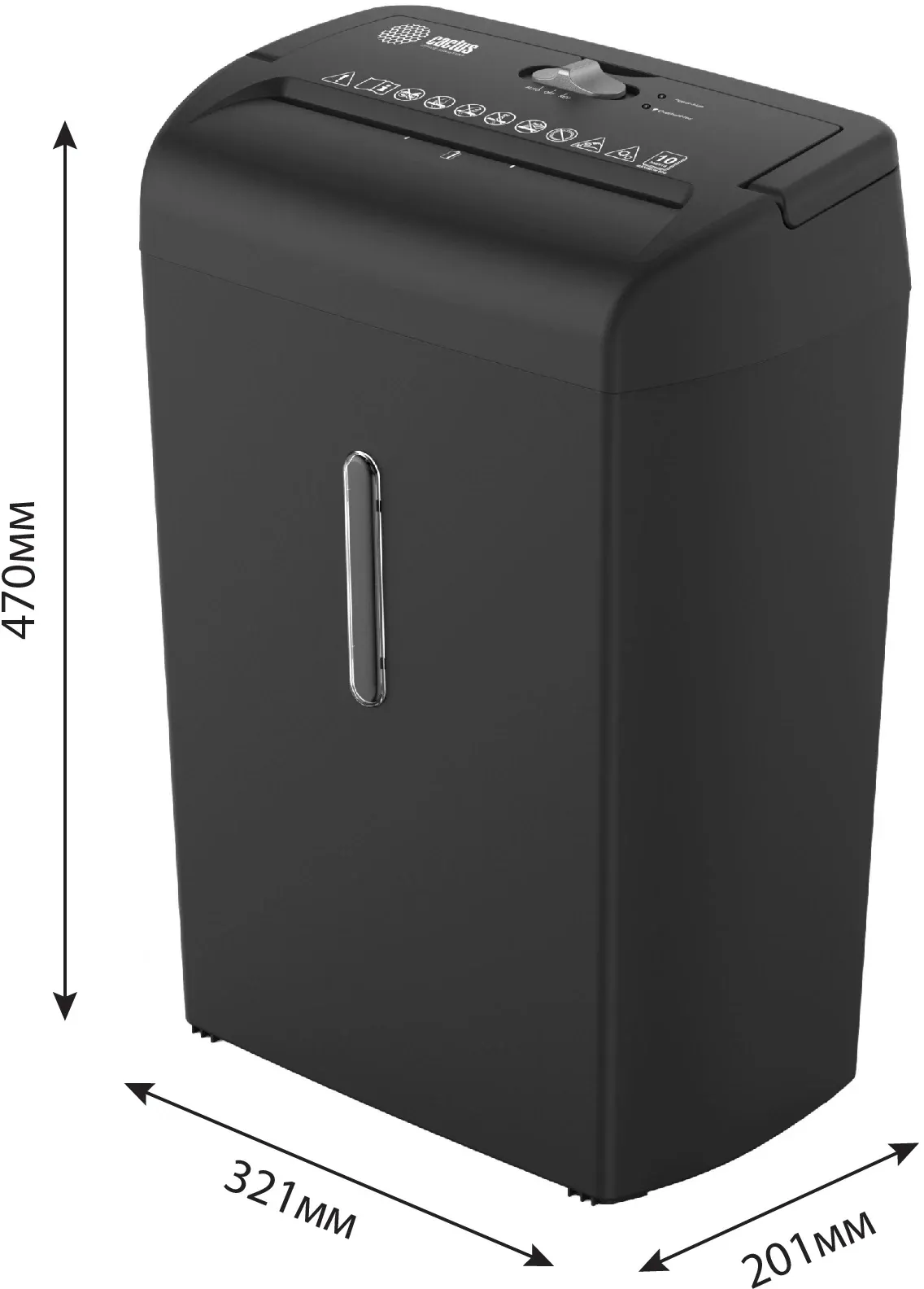 Шредер Cactus CS-SH-10-21-5X18 секр.P-4 фрагменты 10лист. 21лтр. скрепки скобы пл.карты - фото 4