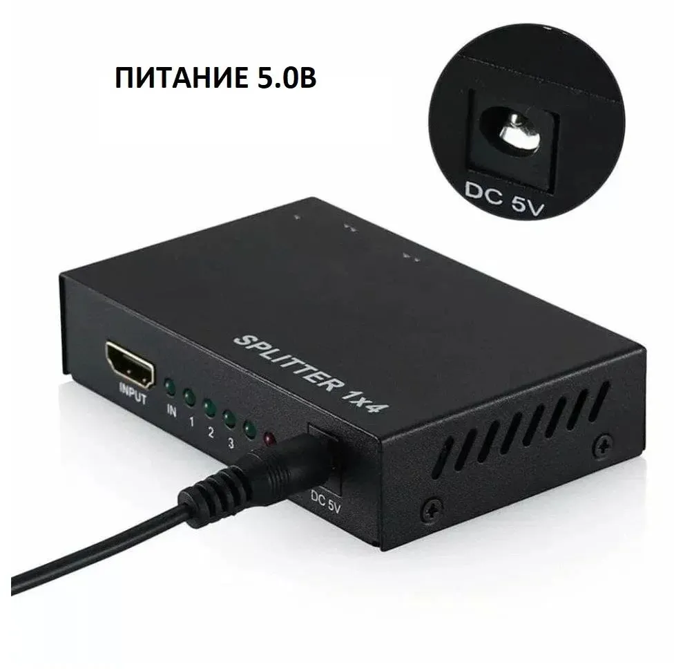 Сплиттер аудио-видео Premier 5-872-4 HDMI f/4xHDMI f черный - фото 2