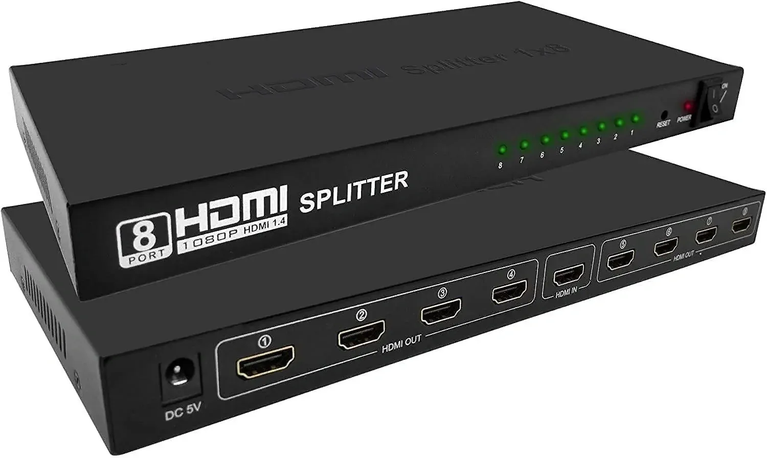 Сплиттер аудио-видео Premier 5-872-8 HDMI f/8xHDMI f черный - фото 1