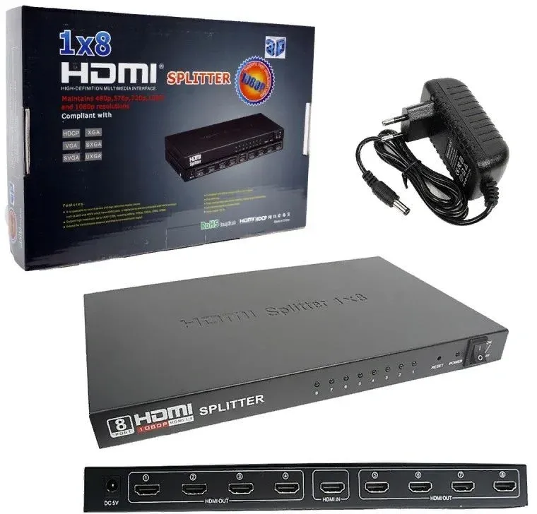Сплиттер аудио-видео Premier 5-872-8 HDMI f/8xHDMI f черный - фото 3