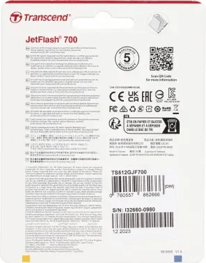 Флеш Диск Transcend 512Gb Jetflash 700 TS512GJF700 USB3.0 черный, 512 ГБ - фото 6