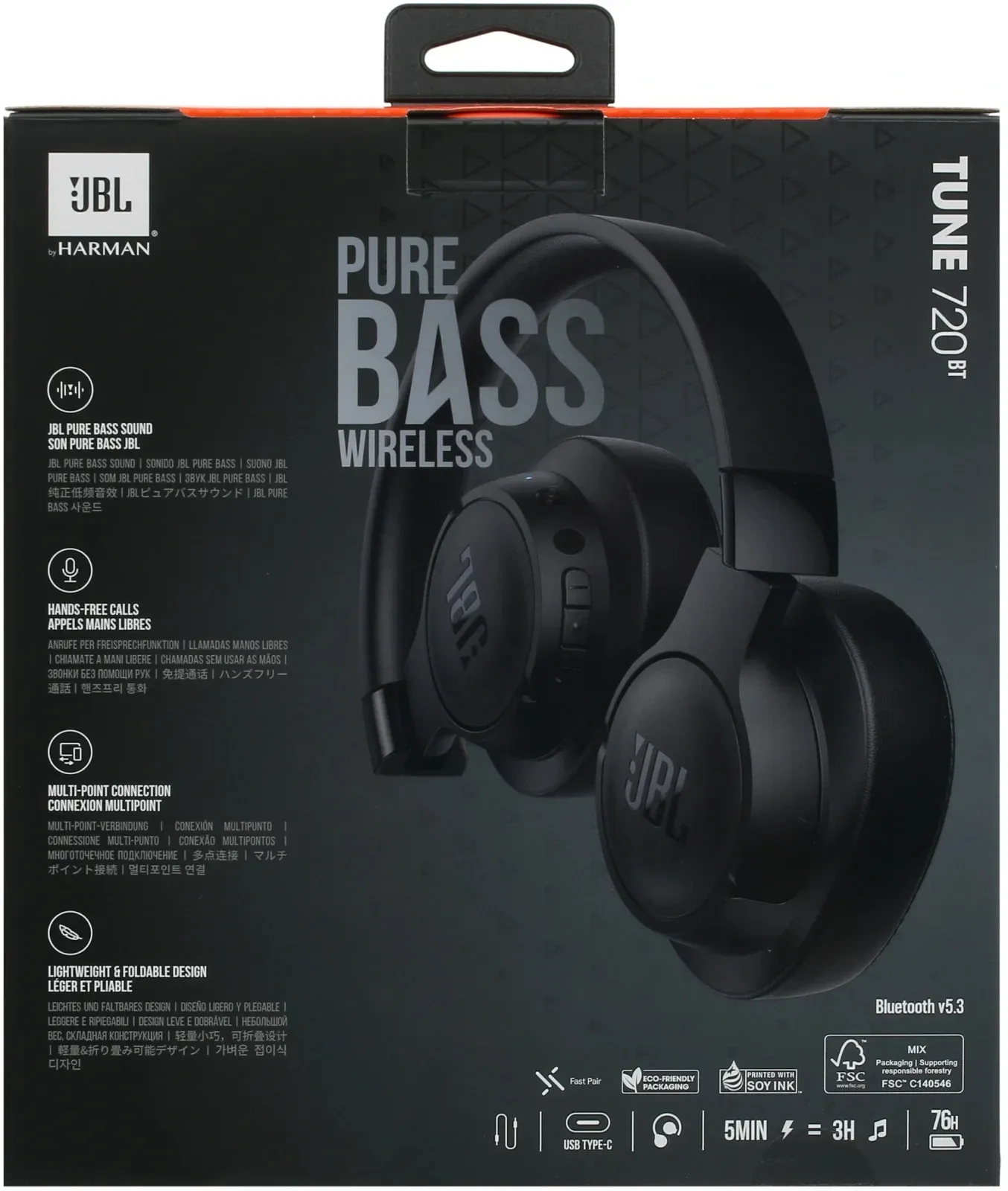 Гарнитура мониторные JBL Tune 720 BT 1.2м черный беспроводные bluetooth оголовье JBLT720BTBLK - фото 8