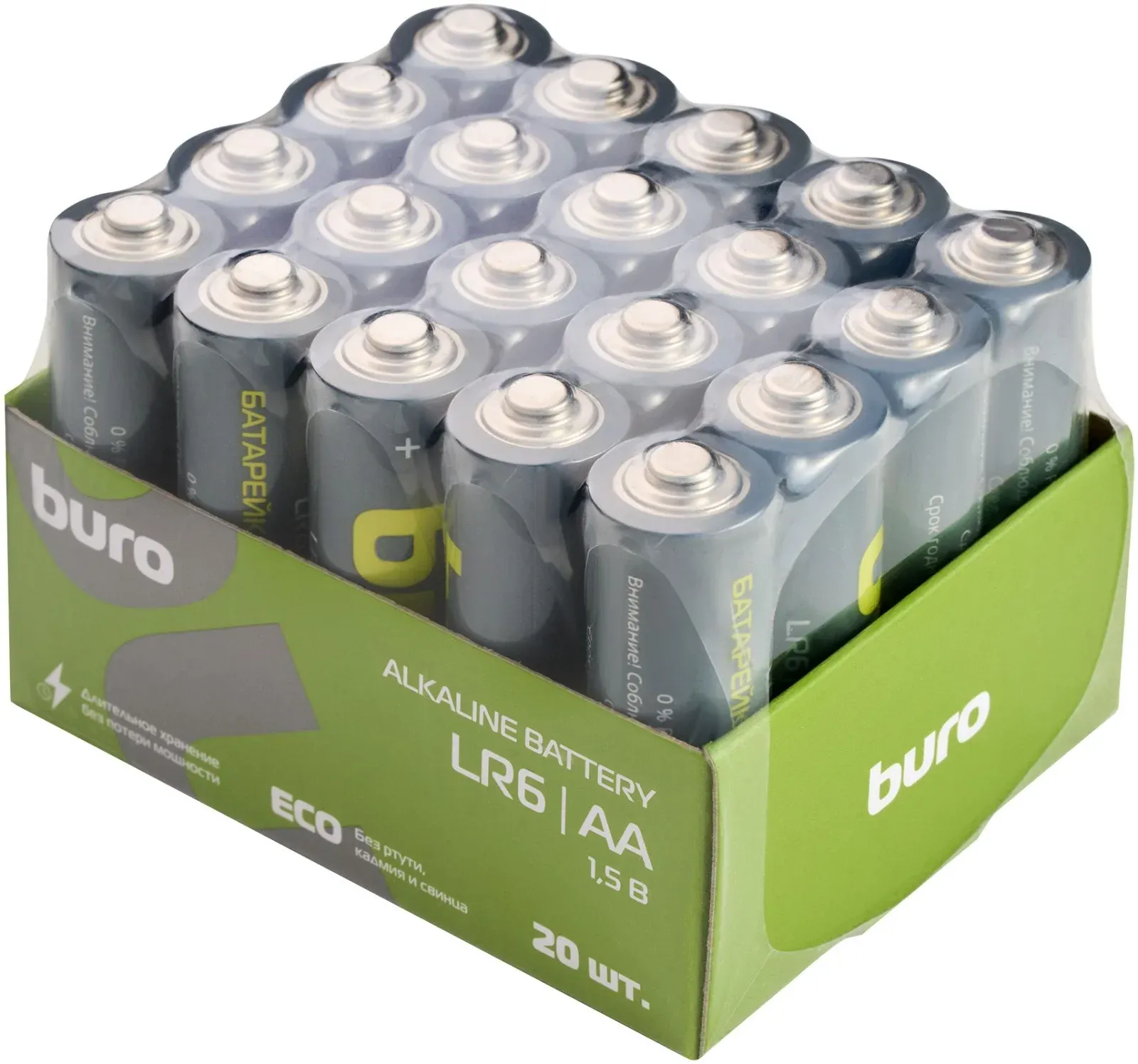 Батарея Buro Alkaline LR6 AA 2900mAh 20шт коробка - фото 2