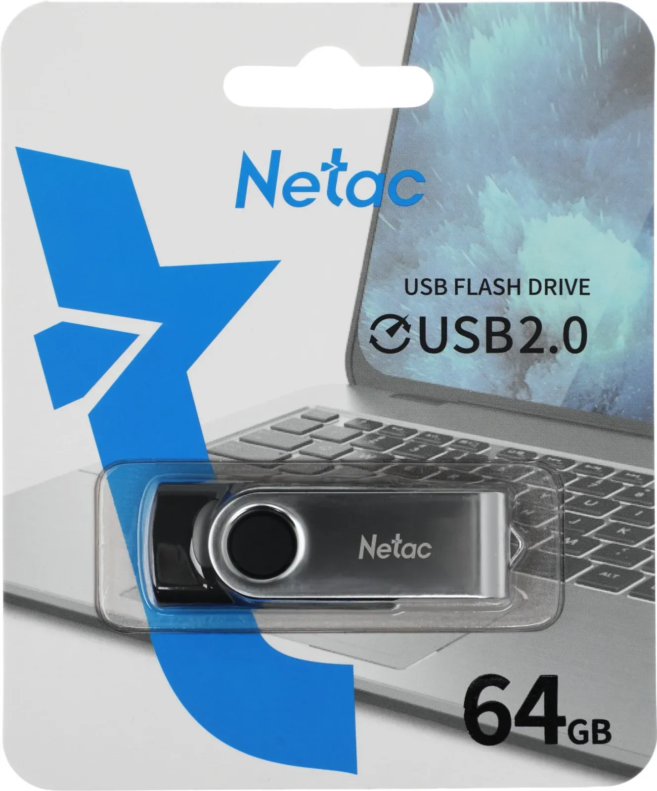 Флеш Диск Netac 64GB U505 NT03U505N-064G-20BK USB2.0 черный/серебристый, 64 ГБ - фото 6