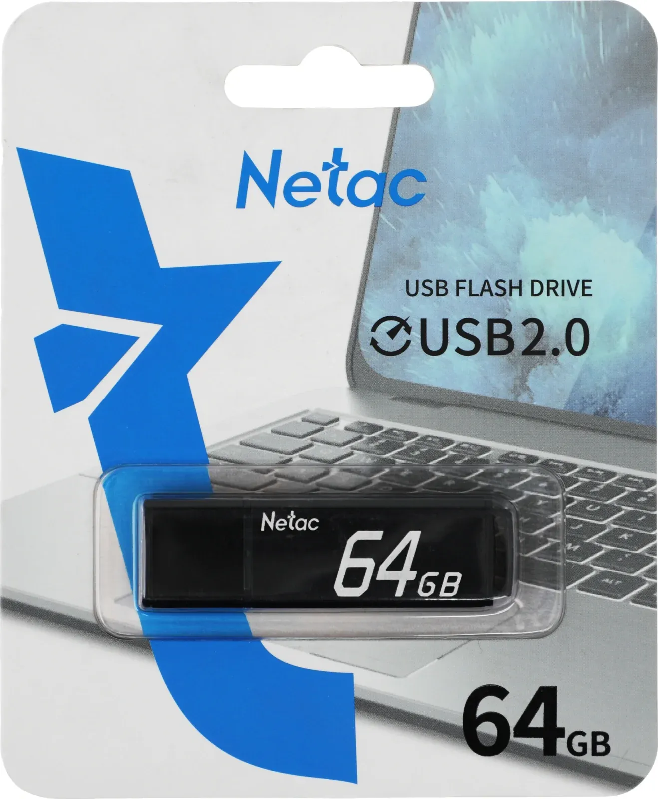 Флеш Диск Netac 64GB U351 NT03U351N-064G-20BK USB2.0 черный, 64 ГБ - фото 2