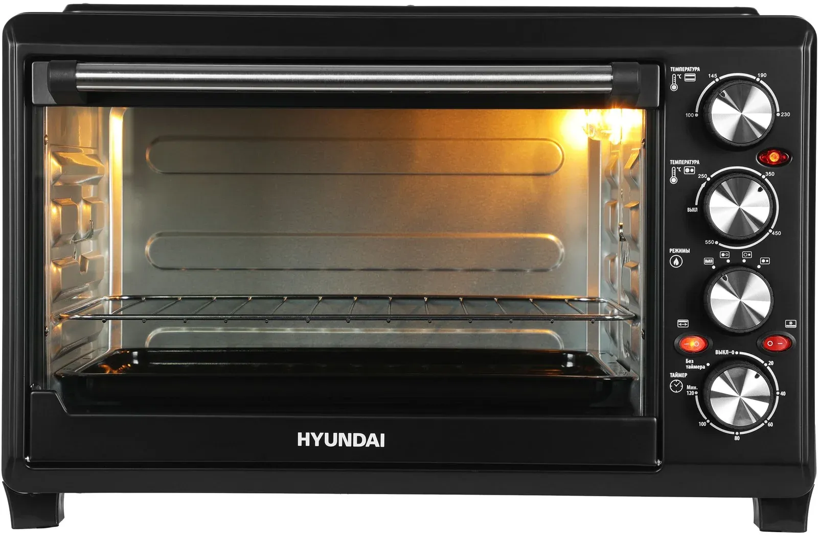 Мини-печь Hyundai MIO-HY086 38л. 1600Вт черный, 38 л - фото 3
