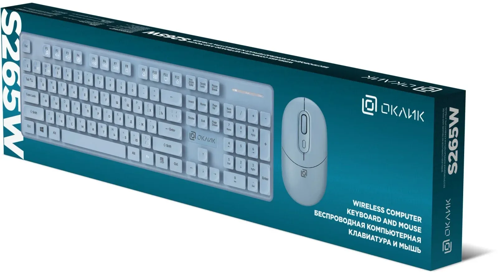 Клавиатура + мышь Оклик S265W клав:голубой мышь:голубой USB беспроводная Bluetooth/Радио Multimedia 1938927 - фото 1