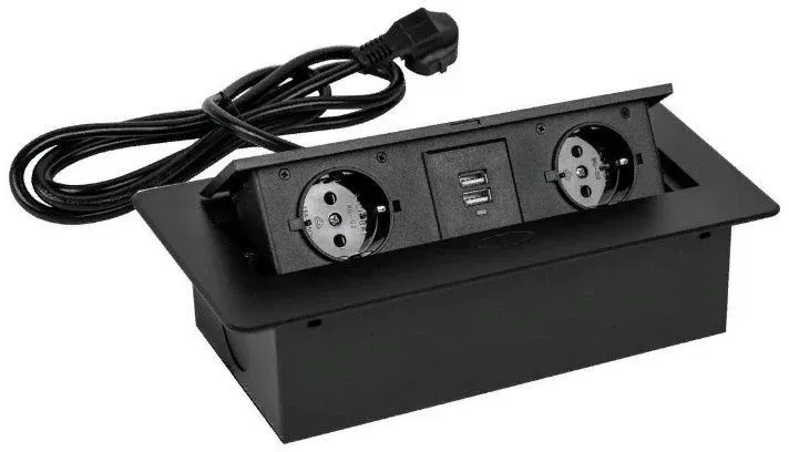 Аксессуары PREMIER PX/BL-HOR-2R-2USB-BLK черный - фото 1