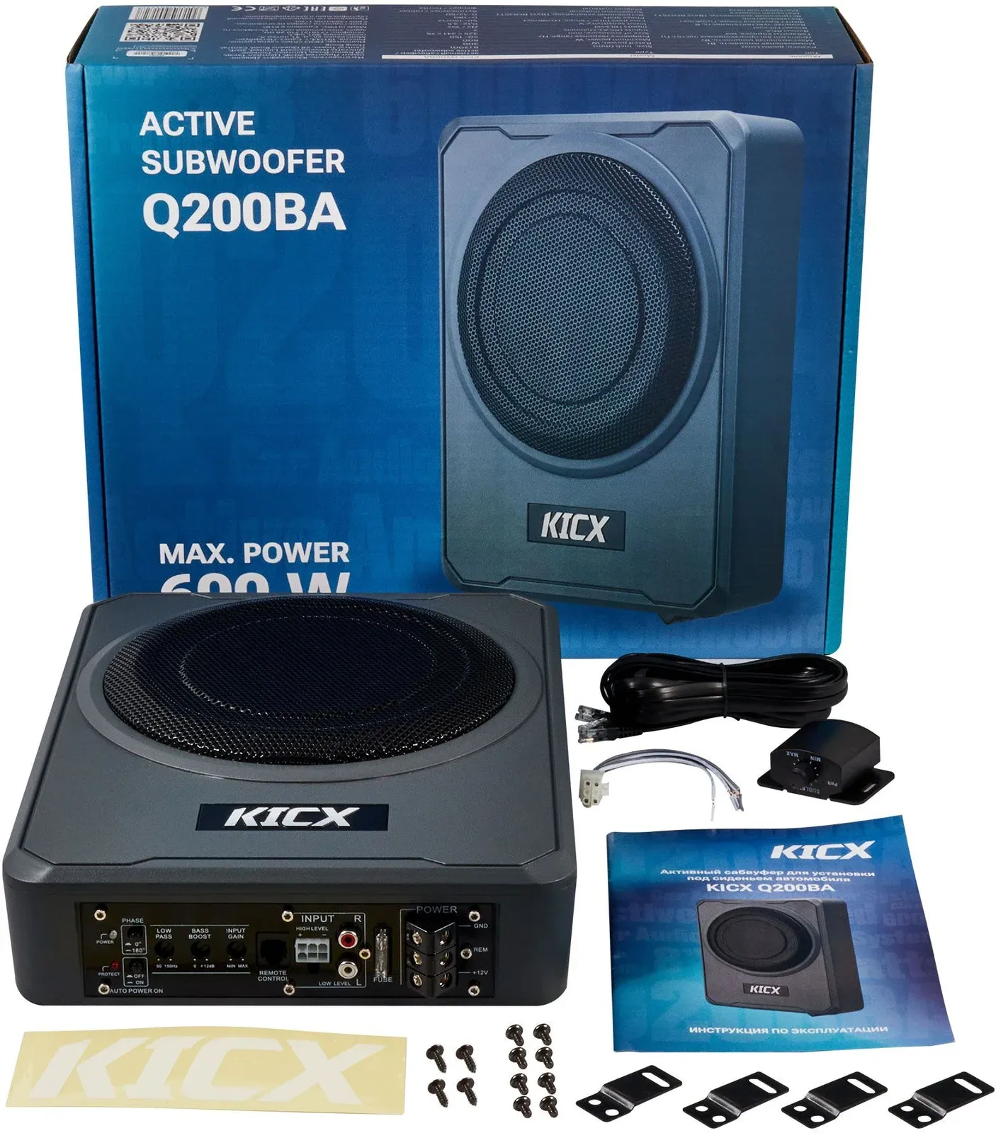 Сабвуфер автомобильный Kicx Q200BA 300Вт активный 20см/8 - фото 7