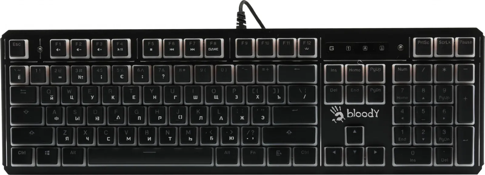 Клавиатура A4Tech B975P черный USB for gamer LED подставка для запястий кабель 1.8м - фото 8
