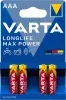 Батарея Varta LongLife Max Power LR03 Alkaline AAA 4шт блистер - фото 3