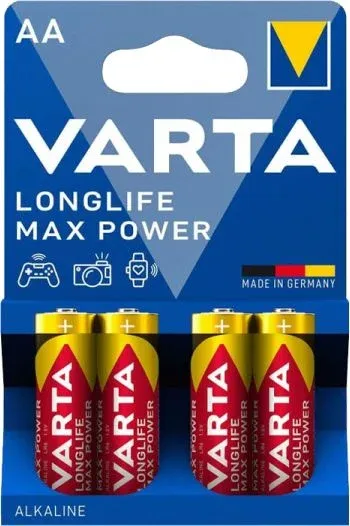 Батарея Varta LongLife Max Power LR6 Alkaline AA 4шт блистер - фото 1