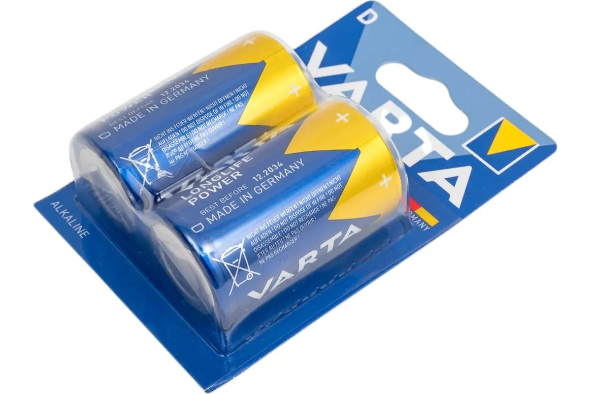 Батарея Varta Longlife power LR20 BL2 Alkaline D 2шт блистер - фото 2