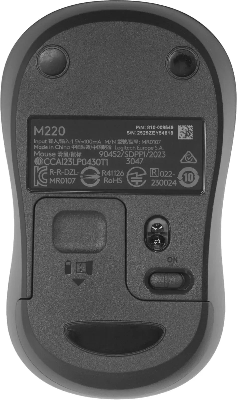 Мышь Logitech Silent M220 темно-серый/черный оптическая 1000dpi silent беспров. USB 2but 910-004895 - фото 3