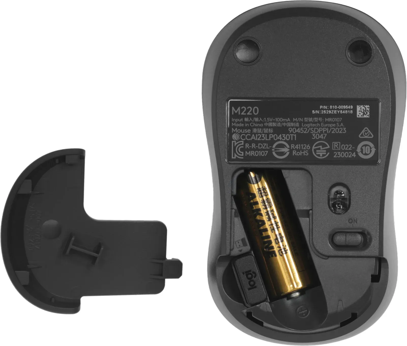 Мышь Logitech Silent M220 темно-серый/черный оптическая 1000dpi silent беспров. USB 2but 910-004895 - фото 5
