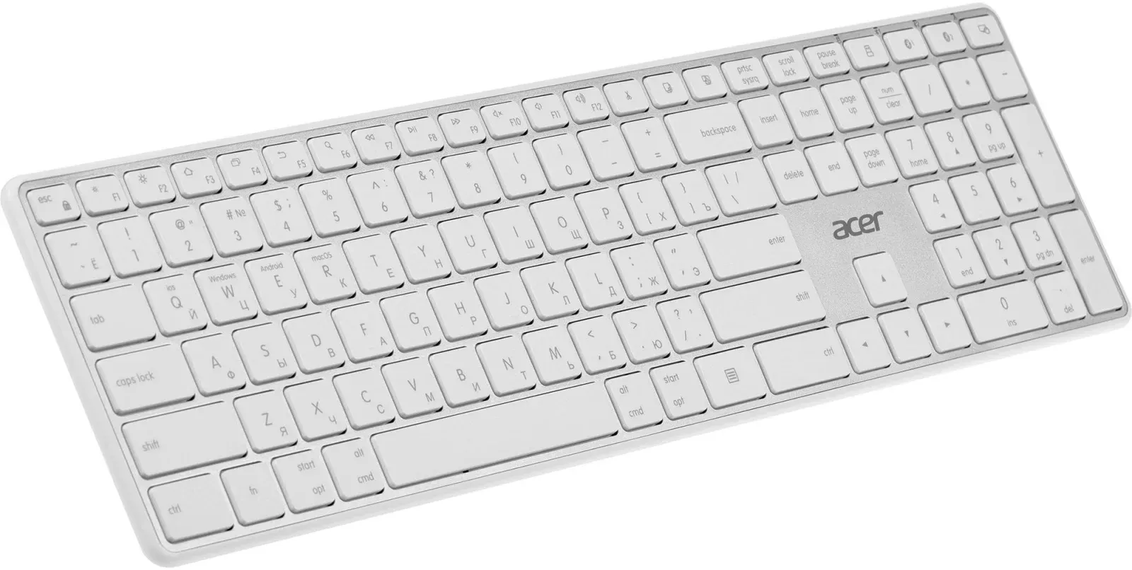 Клавиатура Acer OKR301 белый/серебристый USB беспроводная BT/Radio slim Multimedia ZL.KBDEE.015 - фото 2