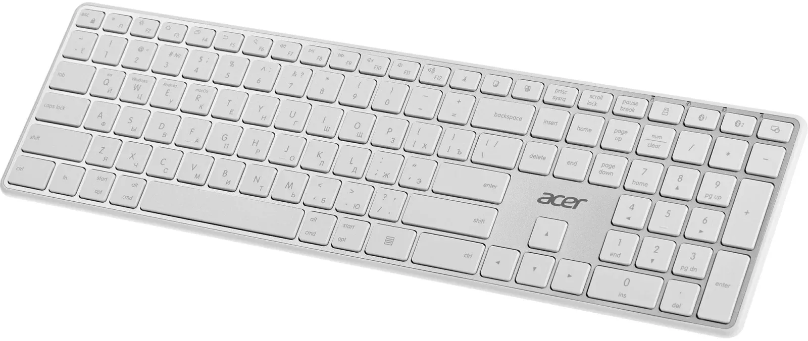 Клавиатура Acer OKR301 белый/серебристый USB беспроводная BT/Radio slim Multimedia ZL.KBDEE.015 - фото 3