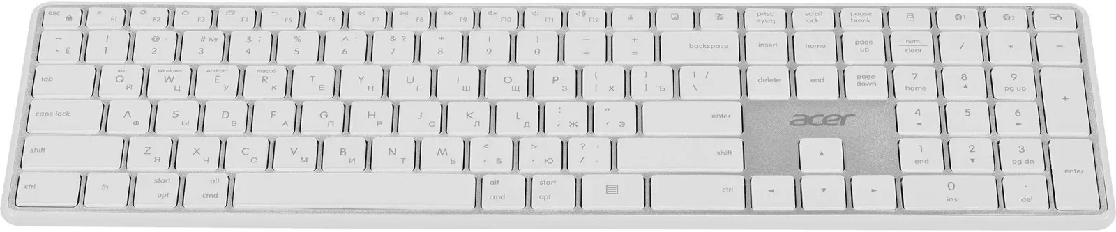 Клавиатура Acer OKR301 белый/серебристый USB беспроводная BT/Radio slim Multimedia ZL.KBDEE.015 - фото 4