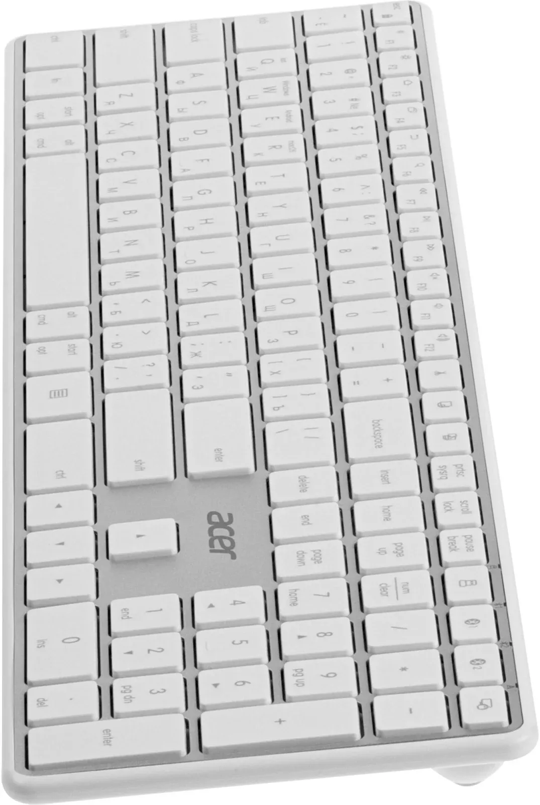 Клавиатура Acer OKR301 белый/серебристый USB беспроводная BT/Radio slim Multimedia ZL.KBDEE.015 - фото 5