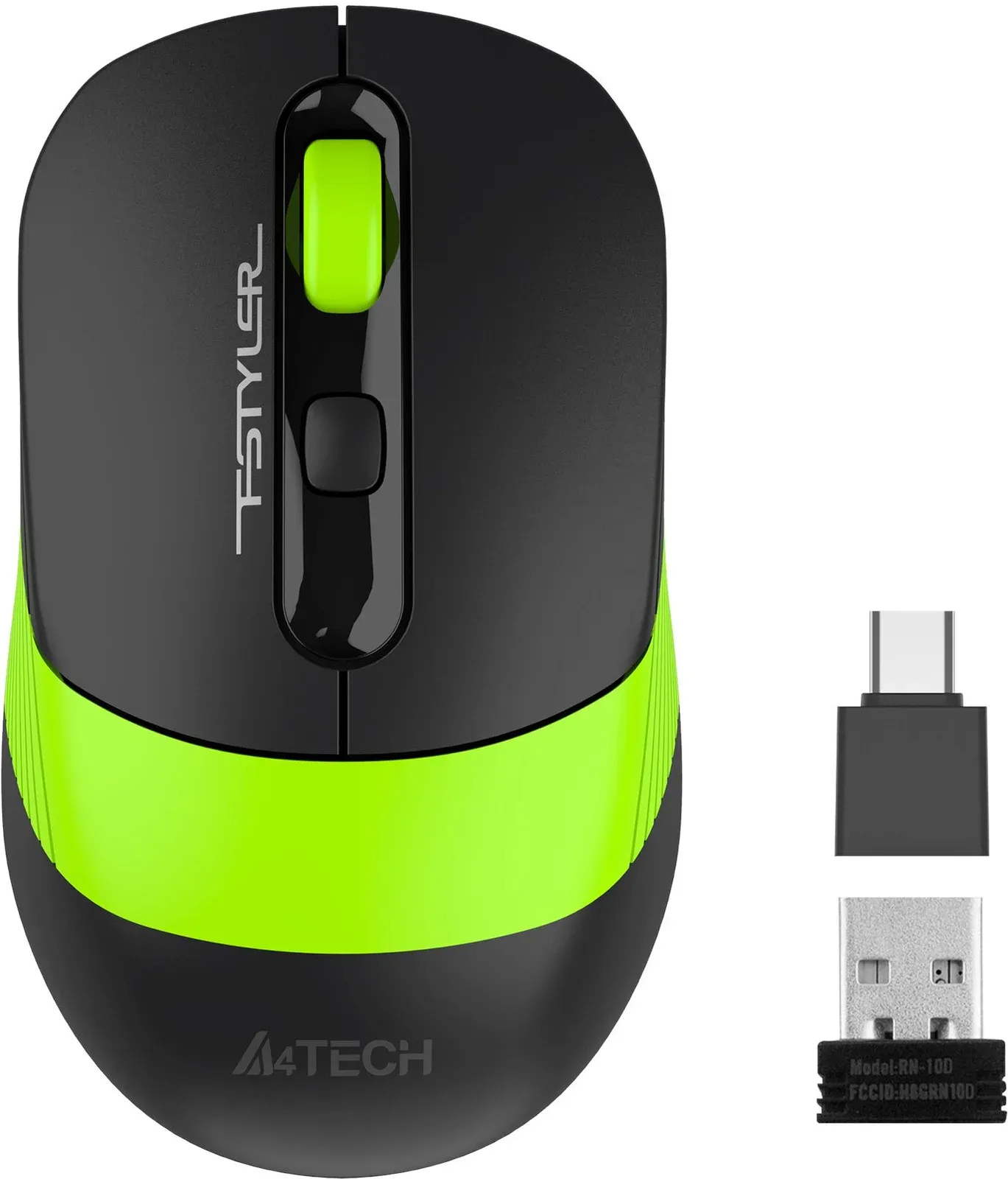 Мышь A4Tech Fstyler FG10CS Air черный/зеленый оптическая 2000dpi silent беспров. USB для ноутбука 4but FG10CS AIR SPORTS GREEN - фото 2