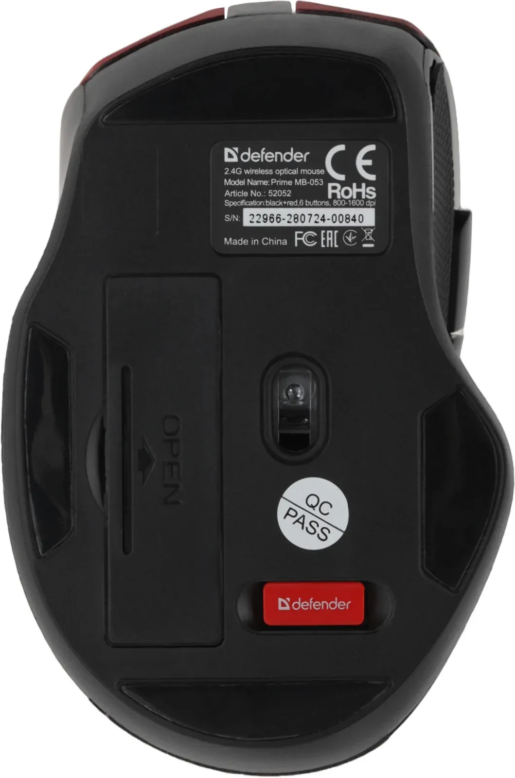 Мышь Defender Prime MB-053 красный/черный оптическая 1600dpi silent беспров. USB для ноутбука 5but 52052 - фото 8