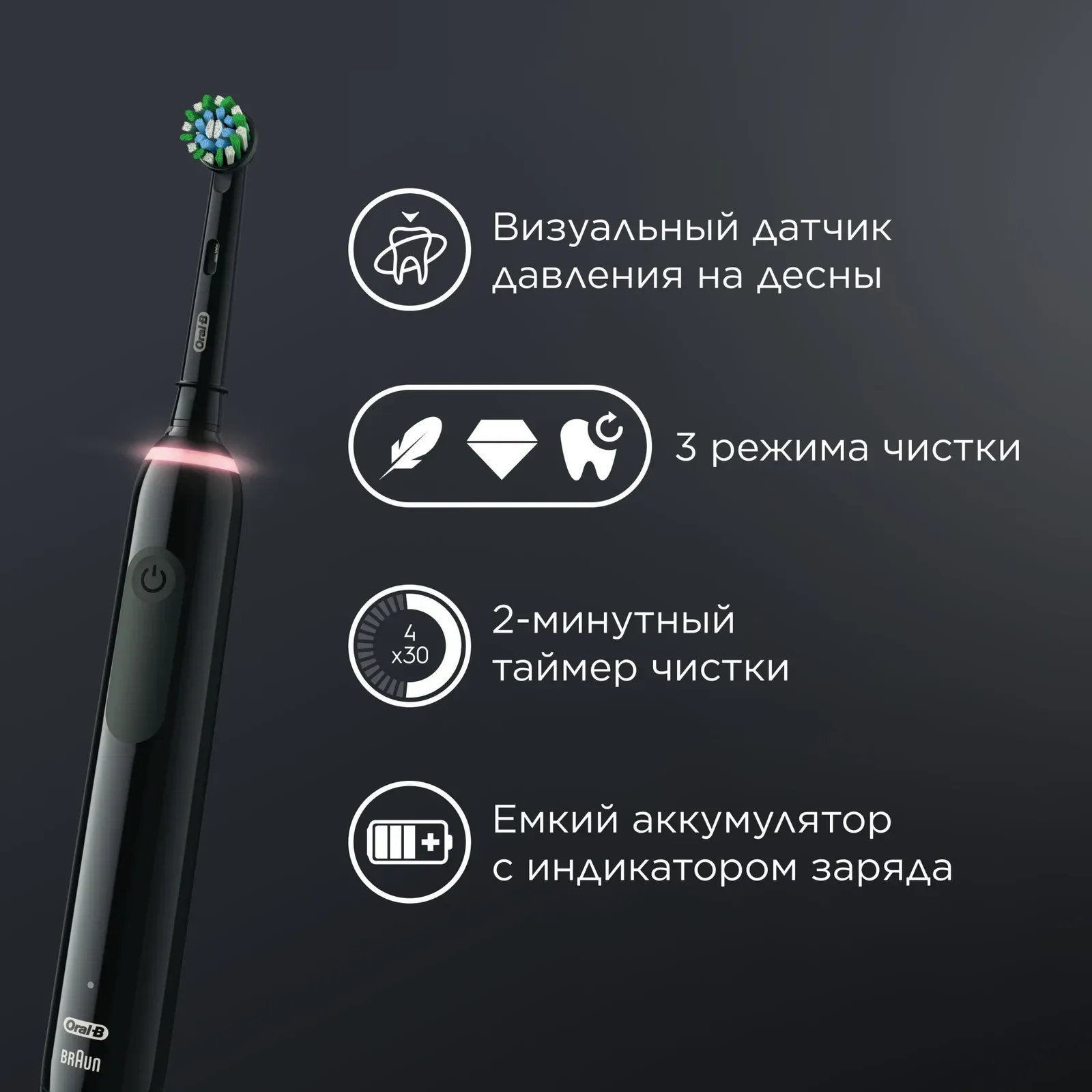 Зубная щетка электрическая Oral-B Pro 3/D505.513.3X BK черный - фото 5