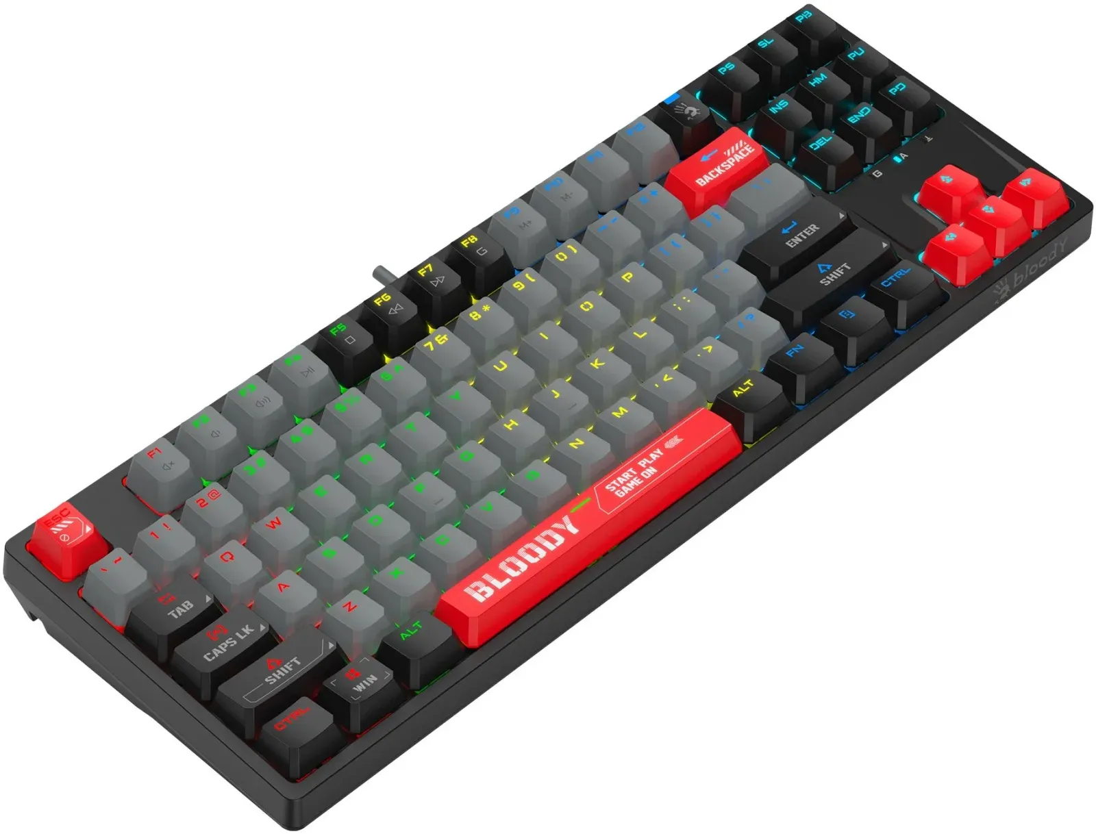 Клавиатура A4Tech S87 Energy механическая черный USB for gamer LED S87 USB ENERGY RED кабель 1.8м - фото 2