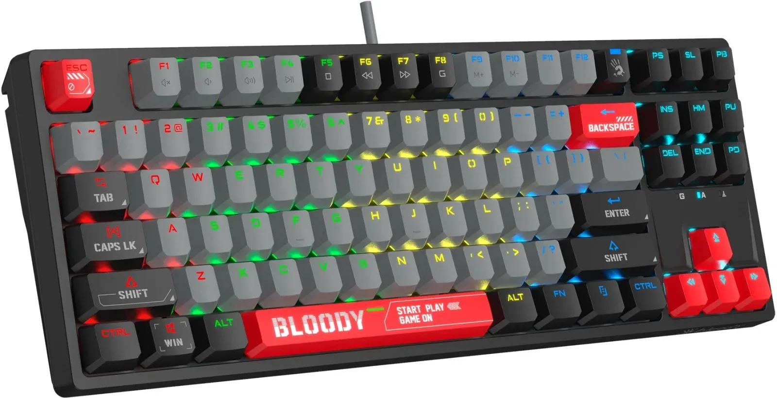 Клавиатура A4Tech S87 Energy механическая черный USB for gamer LED S87 USB ENERGY RED кабель 1.8м - фото 4