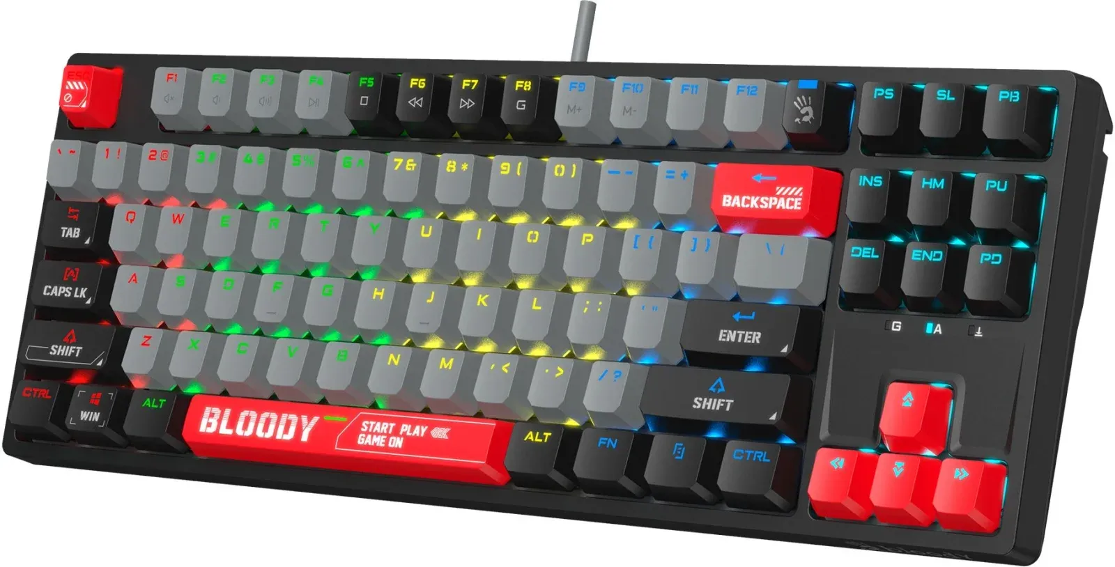 Клавиатура A4Tech S87 Energy механическая черный USB for gamer LED S87 USB ENERGY RED кабель 1.8м - фото 5