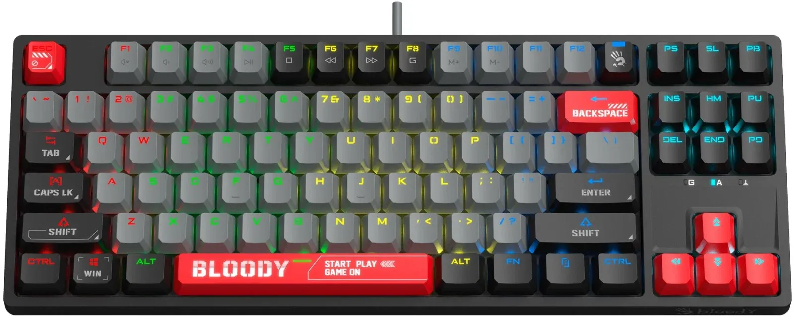 Клавиатура A4Tech S87 Energy механическая черный USB for gamer LED S87 USB ENERGY RED кабель 1.8м - фото 6
