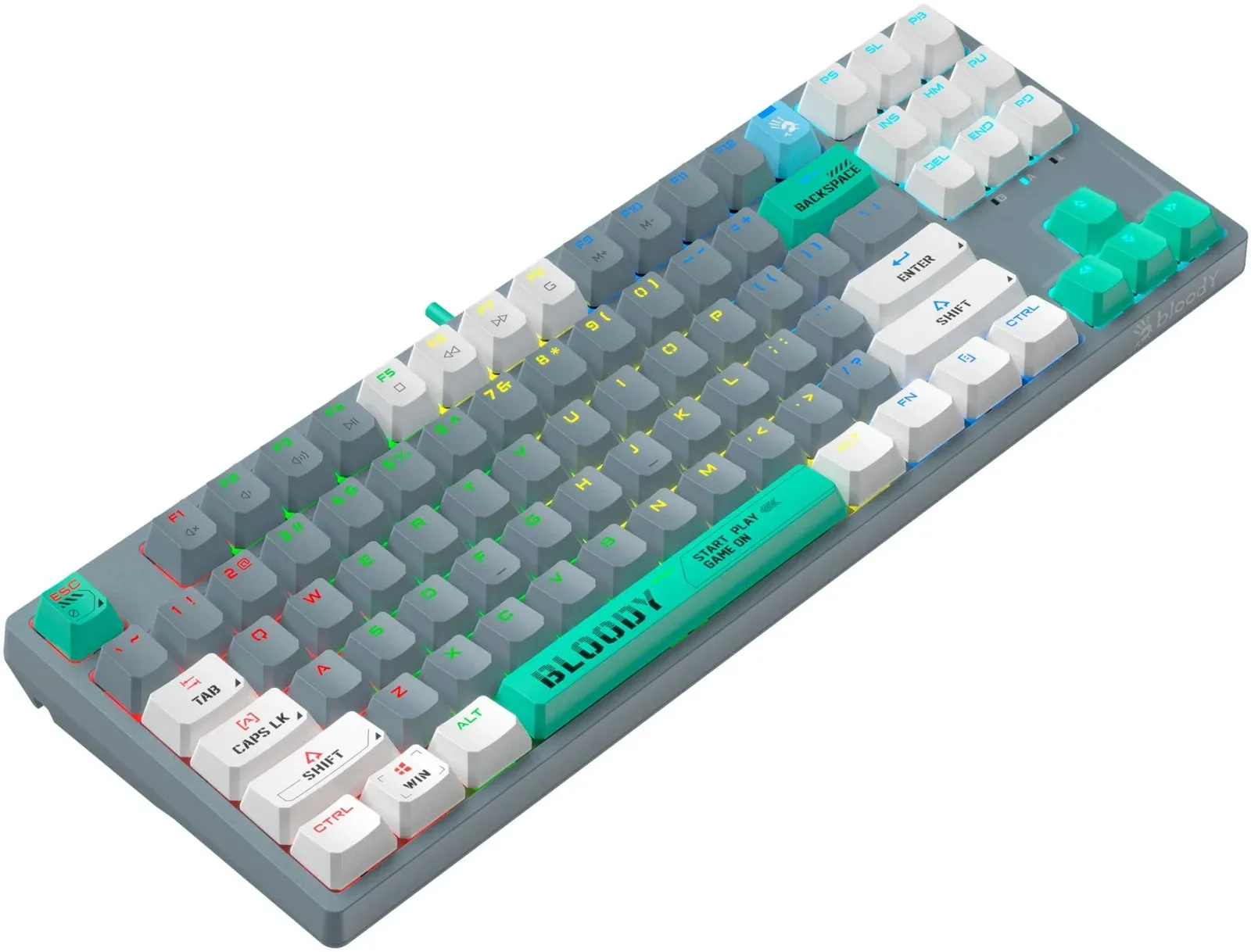 Клавиатура A4Tech S87 Energy механическая серый USB for gamer LED S87 USB ENERGY ASH кабель 1.8м - фото 2