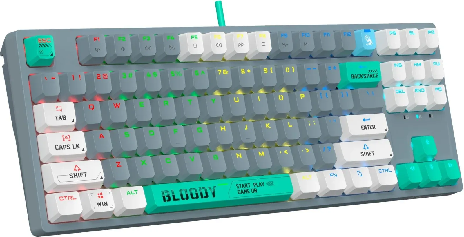 Клавиатура A4Tech S87 Energy механическая серый USB for gamer LED S87 USB ENERGY ASH кабель 1.8м - фото 4