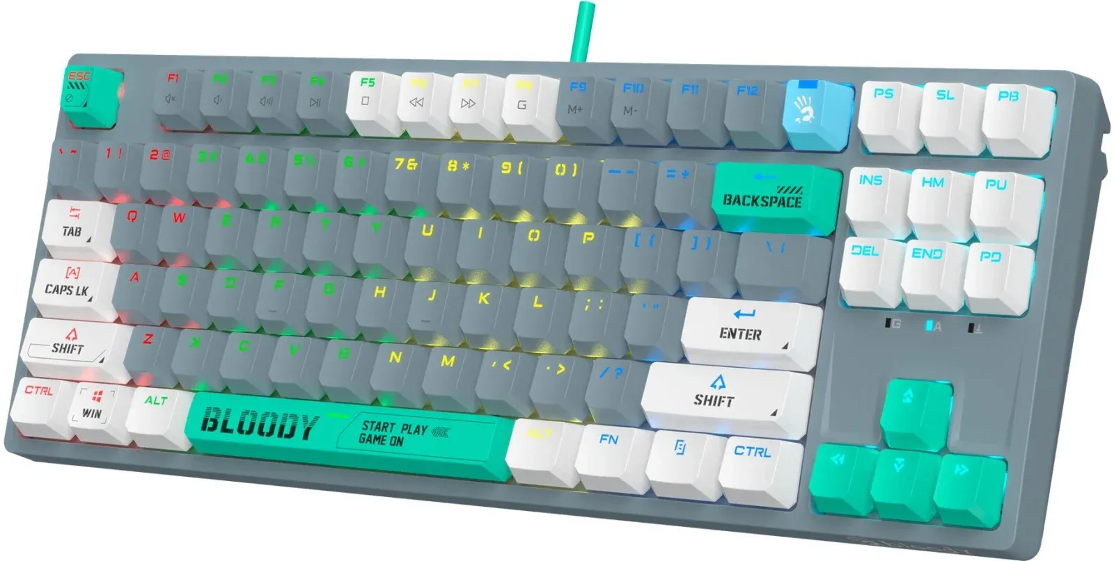 Клавиатура A4Tech S87 Energy механическая серый USB for gamer LED S87 USB ENERGY ASH кабель 1.8м - фото 5