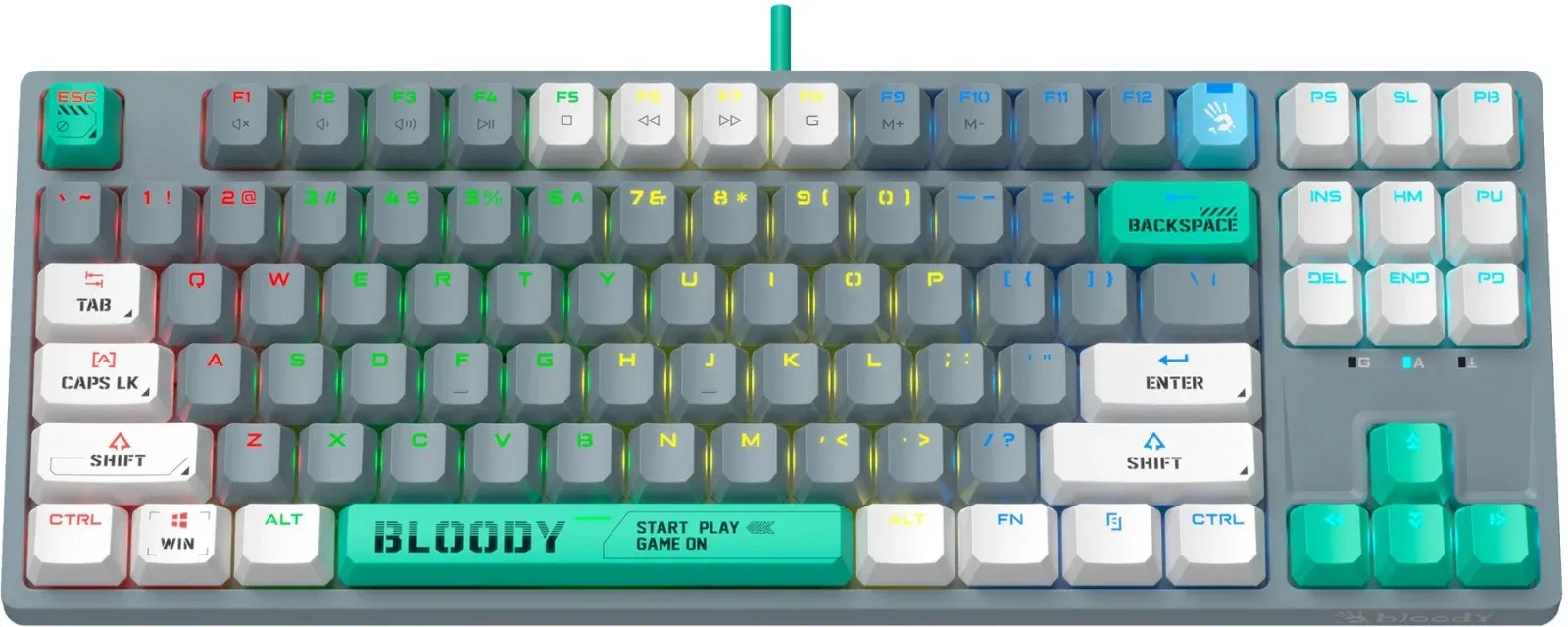 Клавиатура A4Tech S87 Energy механическая серый USB for gamer LED S87 USB ENERGY ASH кабель 1.8м - фото 6