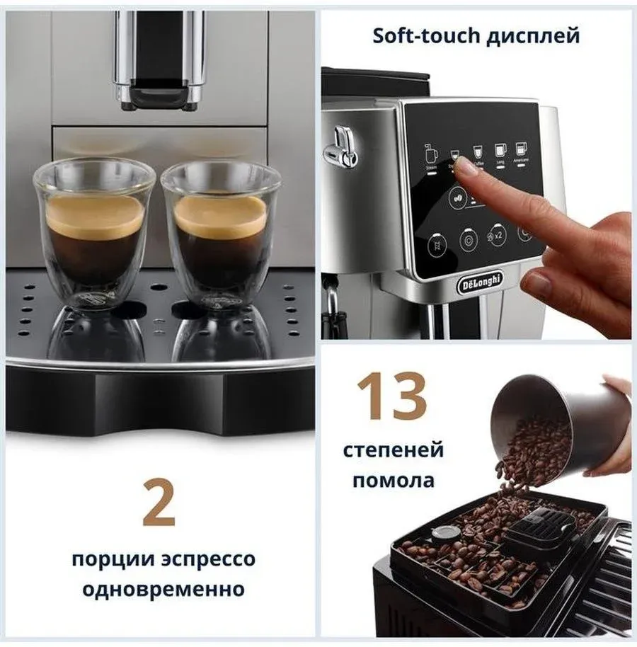 Кофемашина Delonghi ECAM220.31.SB 1450Вт черный/серебристый - фото 3