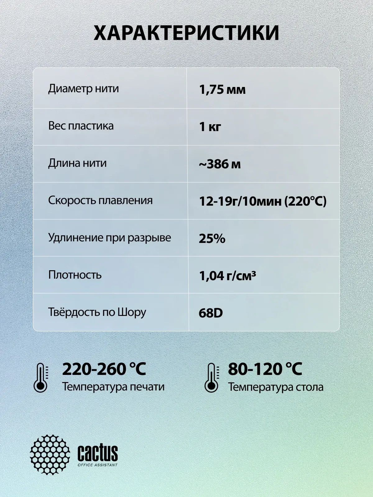 Пластик для принтера 3D Cactus CS-3D-ABS-1KG-PURPLE ABS d1.75мм 1кг L386м 1цв. - фото 6