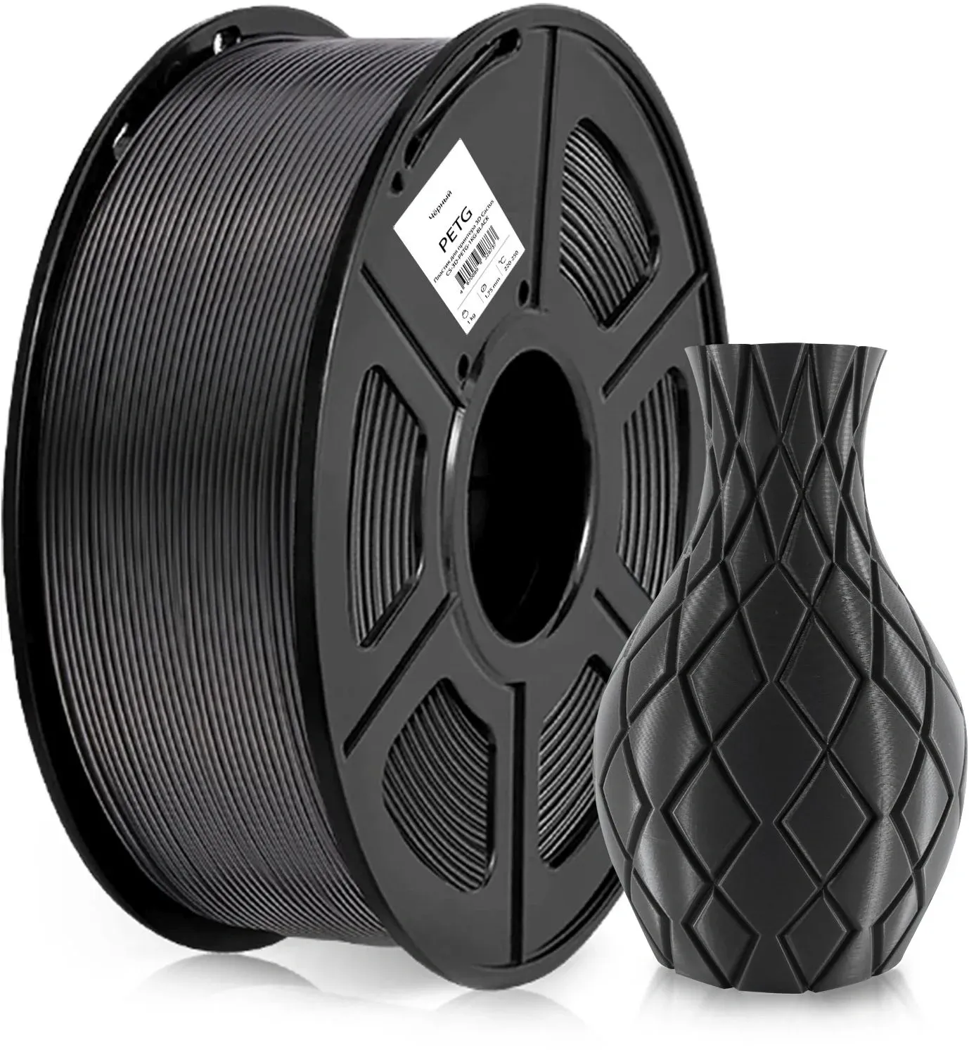 Пластик для принтера 3D Cactus CS-3D-PETG-1KG-BLACK PETG d1.75мм 1кг L316м 1цв. - фото 3