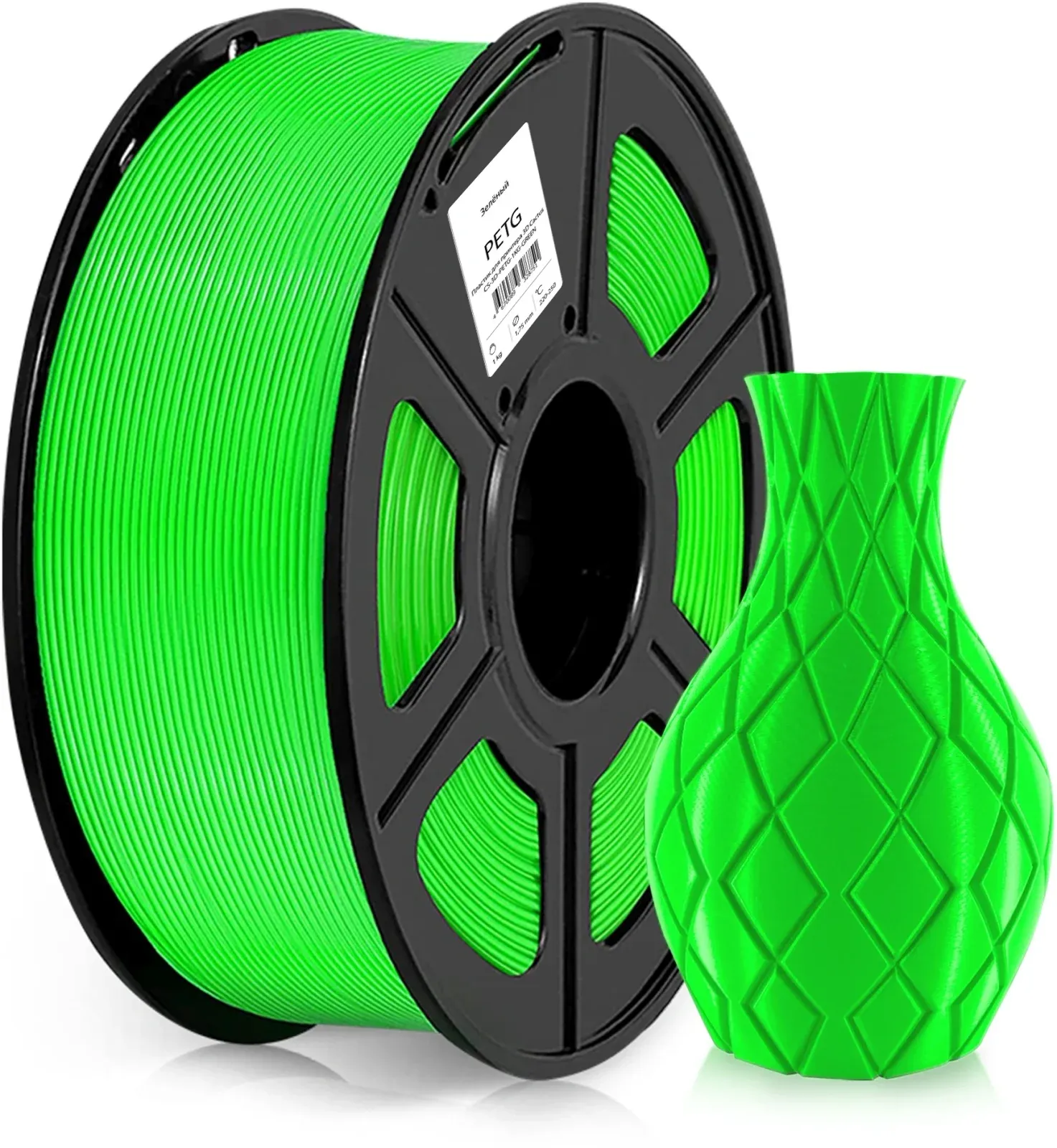Пластик для принтера 3D Cactus CS-3D-PETG-1KG-GREEN PETG d1.75мм 1кг L316м 1цв. - фото 3
