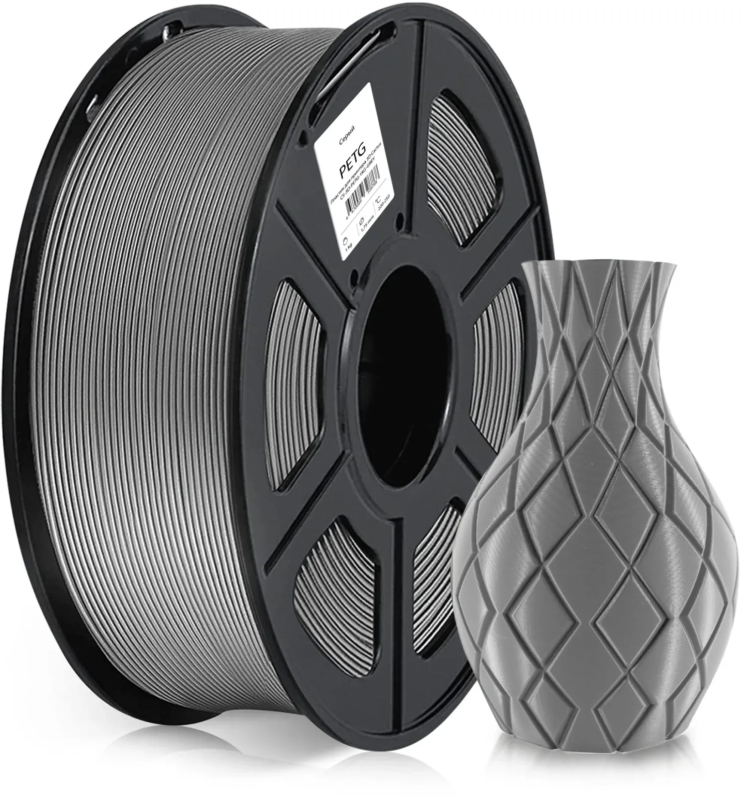 Пластик для принтера 3D Cactus CS-3D-PETG-1KG-GREY PETG d1.75мм 1кг L316м 1цв. - фото 3