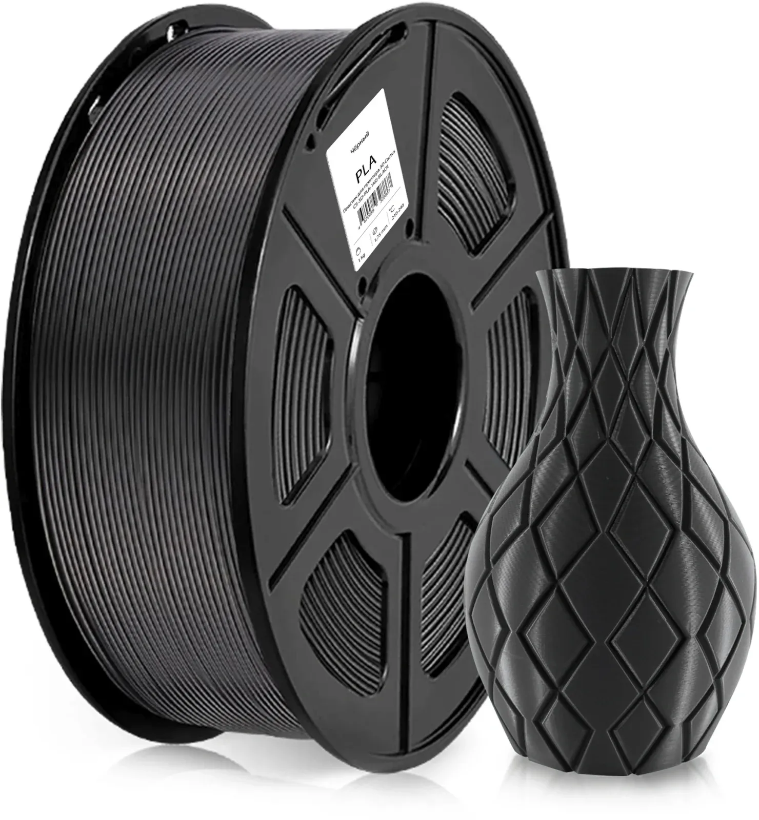 Пластик для принтера 3D Cactus CS-3D-PLA-1KG-BLACK PLA d1.75мм 1кг L326м 1цв. - фото 3
