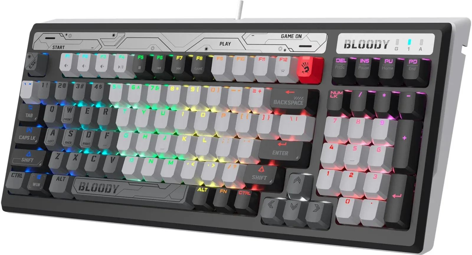Клавиатура A4Tech B950 механическая серый USB for gamer LED кабель 1.8м - фото 5