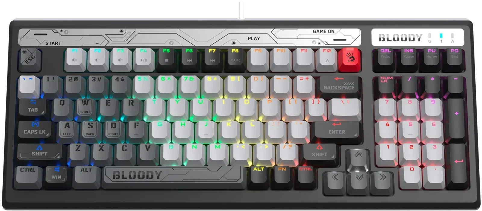 Клавиатура A4Tech B950 механическая серый USB for gamer LED кабель 1.8м - фото 6
