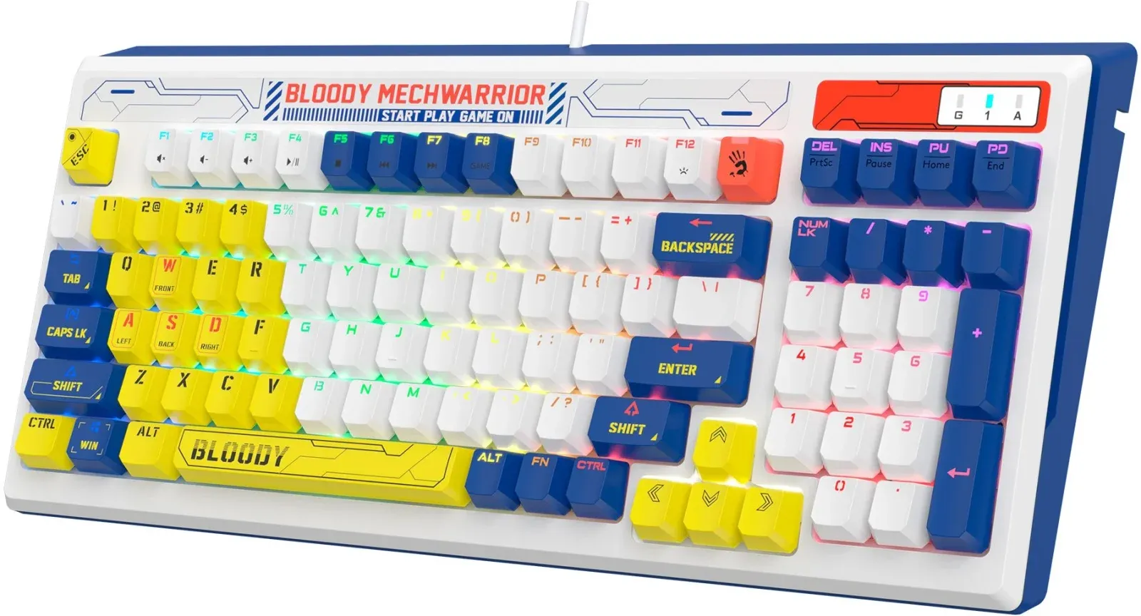 Клавиатура A4Tech B950 механическая синий USB for gamer LED кабель 1.8м - фото 5